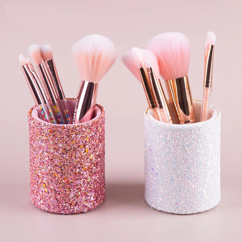 Beauty Kiss Makeup - 반짝이는 메이크업 브러쉬 버킷 화장품 보관