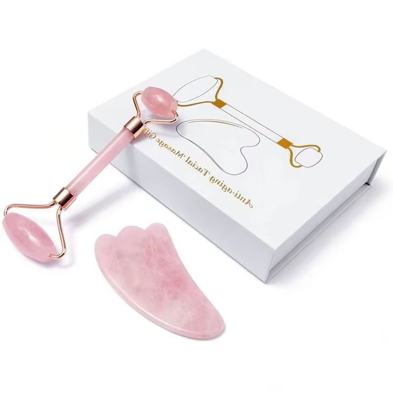 로즈 쿼츠 구아슈 스크레이퍼 페이스 마사지 롤러 구아샤 - Jade Roller Gua Sha 리뷰 및 가격