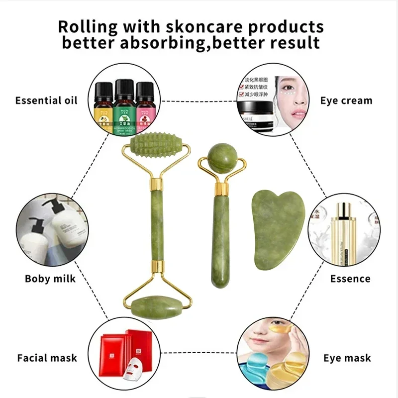 천연 옥 롤러 페이스 Gua Sha, 천연석, 바디 넥 - Jade Roller Gua Sha 리뷰 및 가격